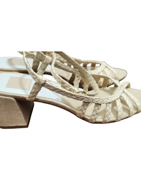 Dolce Vita Yasmin Raffia Sandals Size 8.5 Strappy Block Heel Natural Boho - Picture 7 of 15